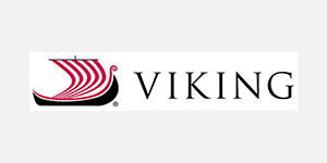 A viking logo is shown on the side of a building.