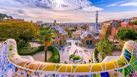 A view of the park guell in barcelona.