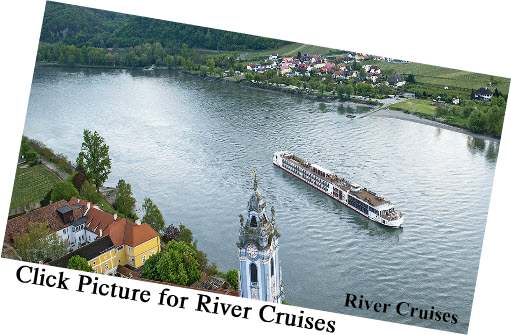 River cruise ship sailing on a river.